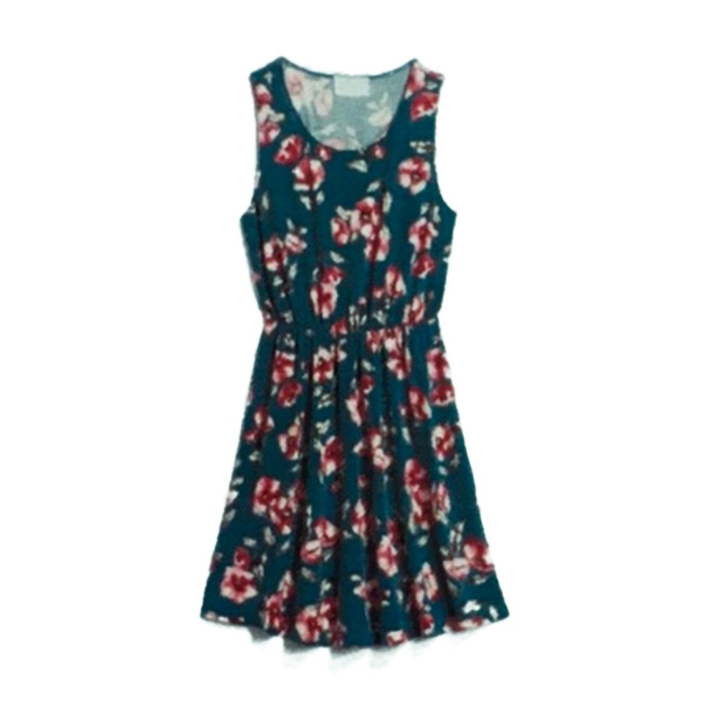 French Grey Green & Pink Floral Sleeveless Evalynn Knit Dress Womens XL